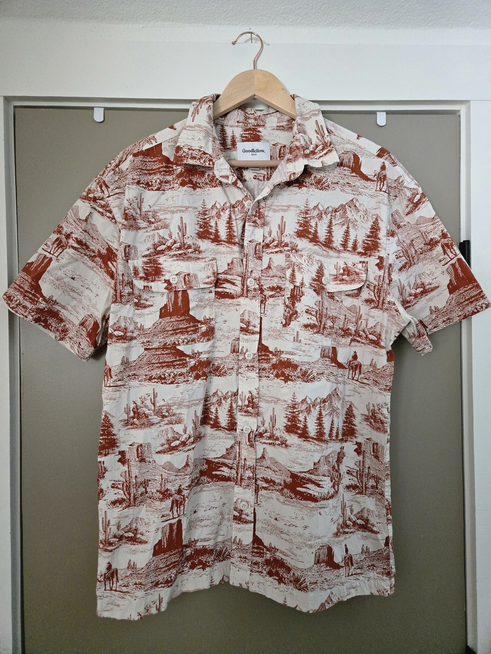 Goodfellow & Co Men’s M Burnt Orange Western Toile Button Down Shirt